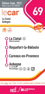 Horaire ligne de bus 69  La Ciotat - Roquefort LB - Carnoux en Pce - Aubagne 2022