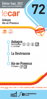 Horaire ligne 72 Aubagne - La Destrousse - La Ciotat 2022