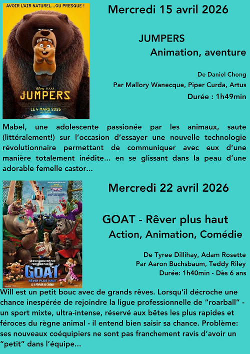 Cinéma goûter pour les enfants en avril à Cassis