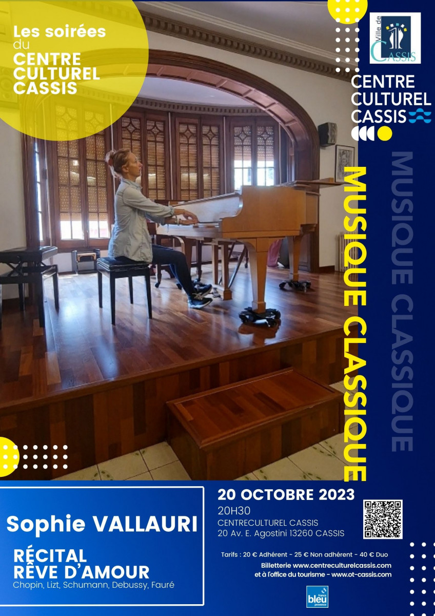 Soirée musique classique avec Sophie Vallauri à Cassis le 20 octobre 2023