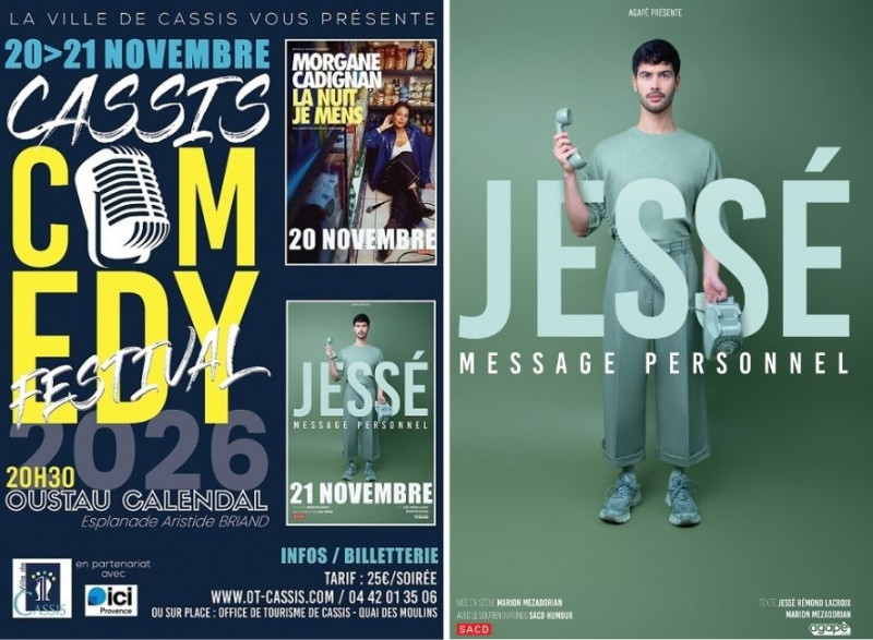 Cassis Comedy Festival - JESSÉ à Cassis le 21 novembre 2026 - © Office de Tourisme de Cassis Cassis Comedy Festival - JESSÉ à Cassis le 21 novembre 2026