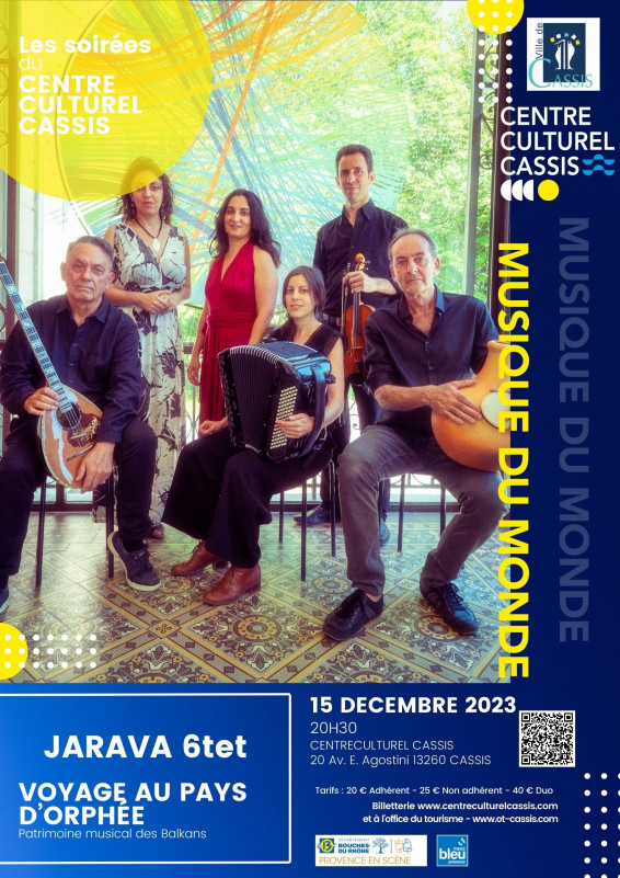 World music evening with Jarava 6tet in Cassis on 15 December 2023
